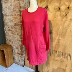 J. Jill Long sleeve 100% Cotton Pink Sweatshirt Dress Sz M Petite